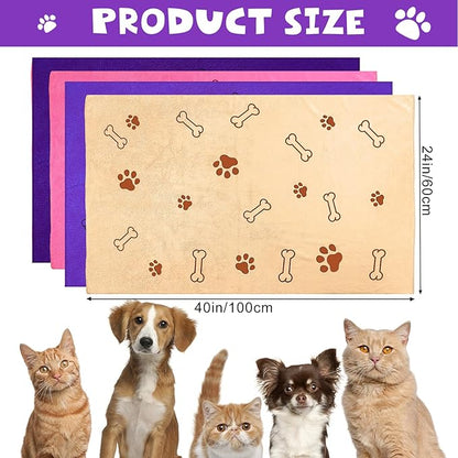 Chumia 4 Pcs Dog Towels for Drying Dog Puppy Bulk Microfiber Absorbent Paw Towel Pet Bathing Supplies Quick Drying for Medium Cats Pets Shower(24 x 40 Inch,Dark Purple,Purple,Pink,Yellow)