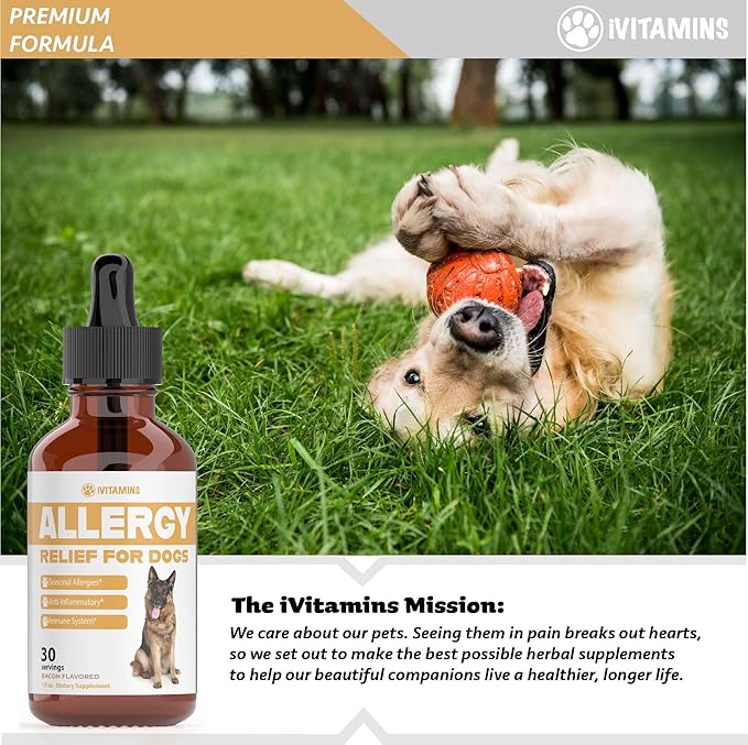 Natural Dog Allergy Relief - Helps to Naturally Support Allergy &amp; Itch Relief for Dogs - Allergy Relief for Dogs Itching - Itch Relief for Dogs - Dog Itch Relief - Dog Allergy Support - 1 fl oz (Dogs)