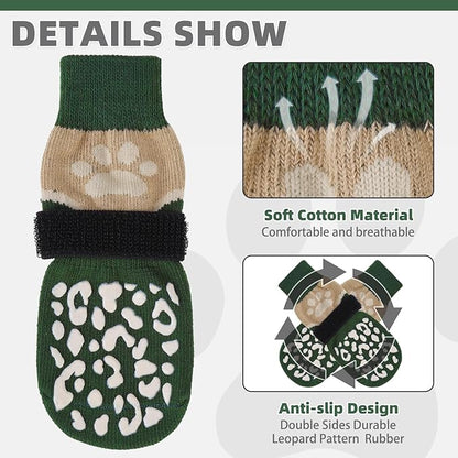 KOOLTAIL Dog Socks for Hot/Cold Pavement to Prevent Licking Paws Scratching,Anti Slip Pet Boots&amp;Paw Protector for Hardwood Floors,Traction Control Grip Booties for Small Medium Large Senior Dogs M