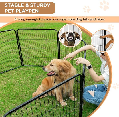 BestPet Dog Playpen Indoor 40 inch 6 Panels Metal Dog Pen Pet Dog Fence Outdoor Exercise Pen with Doors,Pet Puppy Playpen for RV Camping Yard, Black