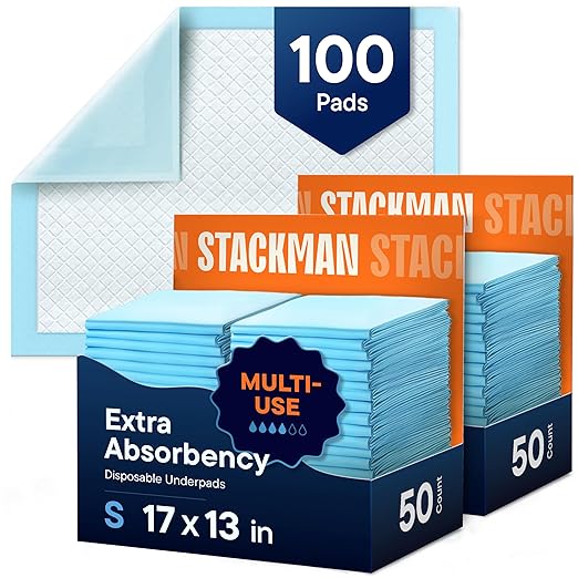 Disposable Changing Pads [100-Pack] Diaper Pad for Baby, Puppy &amp; Dog - Pee &amp; Wee Underpads - Chux Potty Training Liner - Changing Table Cover - 17"x13" Leak-Proof Liners for Incontinence &amp; Travel Use