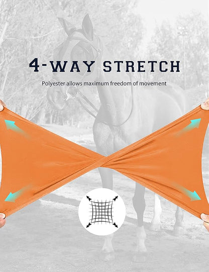 Horse Fly Mask with Ears, UV Protection Mask for Horses, Elasticity Mask with Big Mesh Eye Covers, Snug Fitting Comfortable Lightweight Red Orange Cob