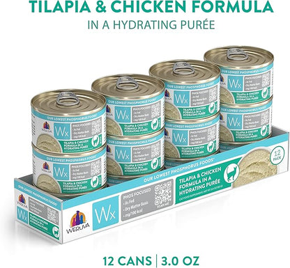 Weruva Wx Phos Focused, Tilapia &amp; Chicken Formula in a Hydrating purée, 3oz Can (Pack of 12)
