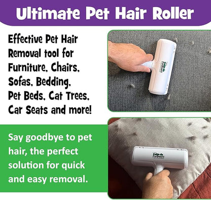 Calm Da Fur Down Pet Hair Remover Reusable Roller - Portable Effective Dog &amp; Cat Hair Remover- Pet Lint Roller Extra Sticky for Couch, Cat Trees, Dog beds, Carpet, Bedding, Car, Home Fur Removal Tool