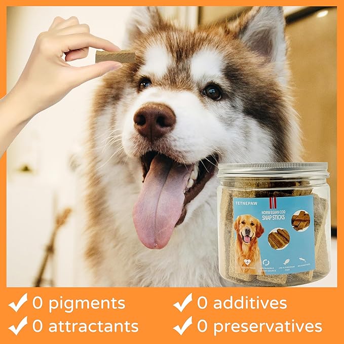 Dog Fish Treats Cod Made with Premium Natural Norwegian 100% Real Cod Fish Bones &amp; Meat Healthy Crunchy Biscuits for Dogs High Protein Grain-Free All-Natural Pet Snack