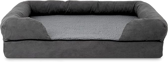 The Dog’s Bed, Large Grey Plush (no Logo), Memory Foam, Pain Relief: Arthritis, Hip &amp; Elbow Dysplasia, Post Surgery, Lameness, Supportive, Calming, Waterproof Washable Cover, Veterinary Approved