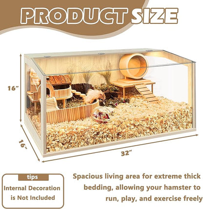 Prolee Hamster Cage Chewproof, Large Hamster Cages and Habitats 32 Inch Guinea Pig Cages Openable Top with Acrylic Sheets Solid Built, 32"