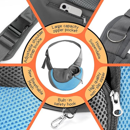 YUDODO Pet Dog Sling Carrier Breathable Mesh Travel Safe Sling Bag Carrier for Dogs Cats