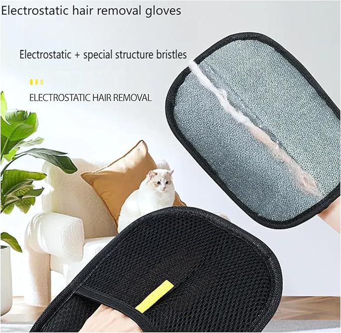 Fursweep Gloves Pet Hair Remover, Kivori Pet Grooming Glove, Pet Hair Remover Electrostatic Gloves, Furmingle Double Sided Cat Grooming Glove, Reusable Cat &amp; Dog Hair Remover, for Couch, Carpet
