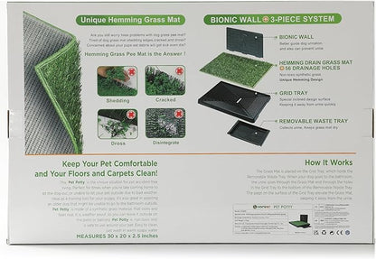 Hompet Dog Grass Pad with Tray Large, Puppy Turf Potty Reusable Training Pads with Pee Baffle, Artificial Grass Patch for Indoor and Outdoor Use, Ideal for Small and Medium Dogs (30"×20")