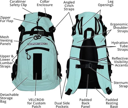 K9 Sport Sack Plus 2 - Small, Summer Mint - Ideal for Dogs 13-16” Long - Adjustable, Backpack-Style Carrier with Multi-Functional Storage Pack, Thick Shoulder Straps &amp; Padded Back Panel