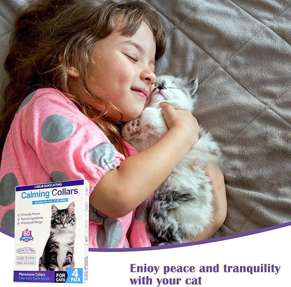 4 Pack Calming Collar for Cats - Long-Lasting Anxiety and Stress Relief, Relaxing Cat Collar,Adjustable Pheromones Collar for Cats，Natural Soothing 60 Days of Continuous Calming Move