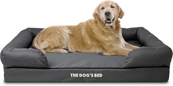 The Dog’s Bed XL Grey 43.5x34, Memory Foam, Pain Relief: Arthritis, Hip &amp; Elbow Dysplasia, Post Surgery, Lameness, Supportive, Calming, Waterproof Washable Cover, Veterinary Approved