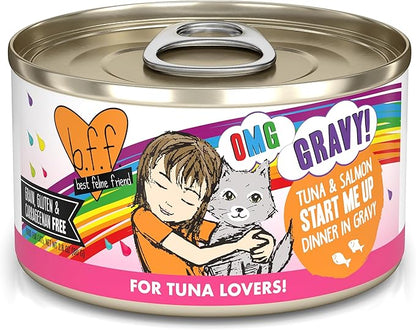 Weruva B.F.F. OMG - Best Feline Friend Oh My Gravy!, Tuna &amp; Salmon Start Me Up with Tuna &amp; Salmon, 2.8oz Can (Pack of 12)