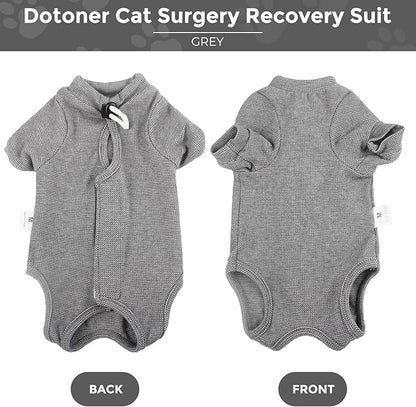 Dotoner Cat Surgery Recovery Suit for Female Male Anti-Licking Pet Surgical Pajamas Long Sleeve Prevent Shedding Cat Spay Recovery Suit&amp;E Collar Alternative Bodysuit for Cats