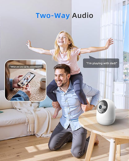 Indoor Camera 5G WiFi Pan &amp; Tilt 2.5K 4MP Compatible up to 256GB SD Card (Not Included) - Security Camera Indoor, Plug-in Puppy/Pet Camera with Speaker/Phone App for Room, Motion Tracking
