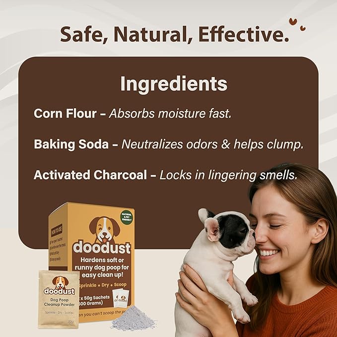 Doodust Dog Poop Clean Up Powder, Poop Hardener &amp; Yard Cleaner, Biodegradable, Pet-Safe, Stops Odor and Makes Pickup Easy