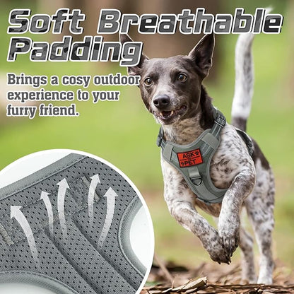 rabbitgoo Tactical Dog Harness for Small Dogs, No Pull Military Service Vest with Handle &amp; Molle, Easy Control for Training Walking, Adjustable Reflective Straps, Dark Grey, S