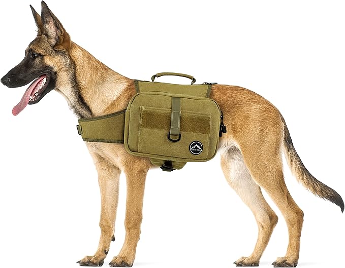 Himal Outdoors Dog Backpack &amp; Saddle Bag, Tactical Hiking Backpack for Large Dogs with Side Pockets &amp; Adjustable Strap