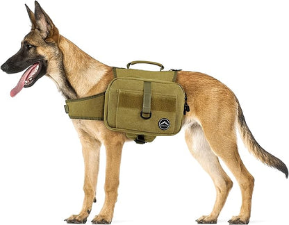 Himal Outdoors Dog Backpack &amp; Saddle Bag, Tactical Hiking Backpack for Large Dogs with Side Pockets &amp; Adjustable Strap