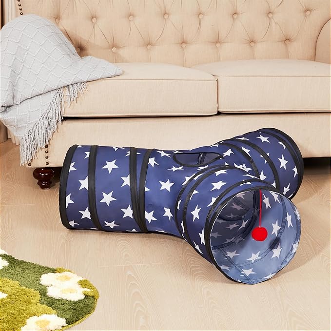 Tempcore 3 Way Collapsible Cat Tunnels, Indoor Cat Toys with Peek Hole &amp; Boredom Breaker Ball for Kittens &amp; Puppies