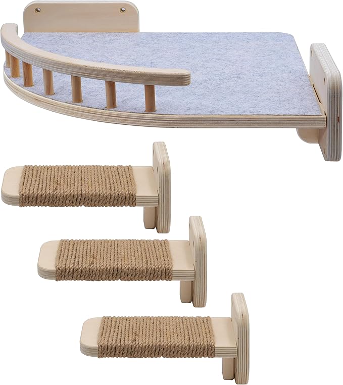 UNTITLDW Wall-Mounted Cat Shelves – Sleek, Durable Multi-Level Shelf with Floating Perch, Hammock, Cat Bed &amp; Platform – Space-Saving Design for Play &amp; Lounging – Easy Setup for Active Cats