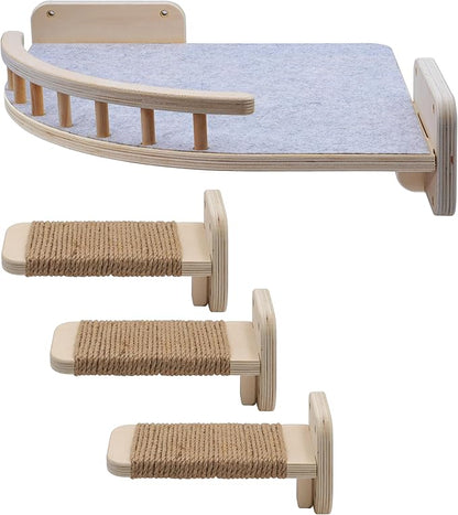 UNTITLDW Wall-Mounted Cat Shelves – Sleek, Durable Multi-Level Shelf with Floating Perch, Hammock, Cat Bed &amp; Platform – Space-Saving Design for Play &amp; Lounging – Easy Setup for Active Cats
