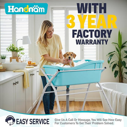 Dog Bath Tub, Portable Dog Washing Bathing Station, Elevated Foldable Dog Bath for Shower and Grooming, 3 Adjustable Height Pet Tub for Small and Medium Size Dogs, Indoor and Outdoor (Patent Design)