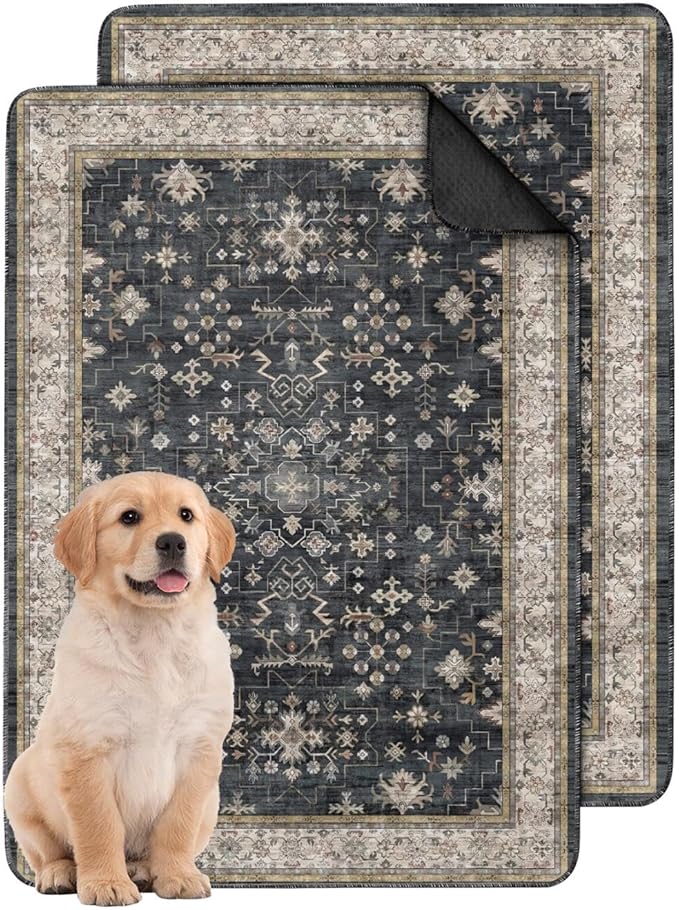 Washable Pee Pads for Dogs 2 Pack, Absorbent Reusable Puppy Pads Waterproof, Leakproof &amp; Non-Slip Whelping Pad, Potty Training Pads for Dogs Playpen Mat 24x36