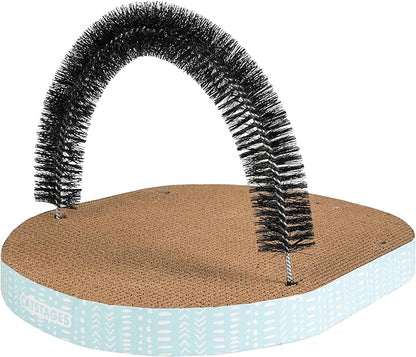 Catstages Scratch &amp; Groom Cat Scratcher with Removable Curved Brush for Self-Grooming Station, Orange