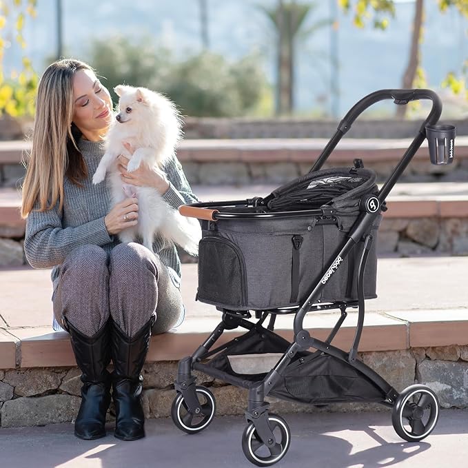 T3 Foldable Pet Stroller for Small Dogs &amp; Cats – 3-in-1 Lightweight Design, 180° Canopy &amp; Detachable Carrier (Black)