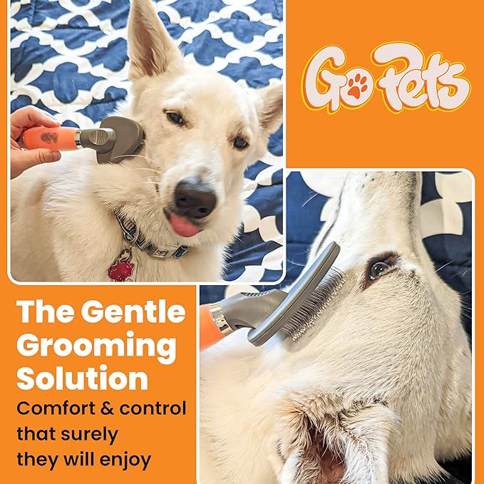 GoPets Small Pin Slicker Brush, Easy-Groom Pin Comb for Tangles &amp; Shedding, Rounded Safety Tips, Dematting Brush for Short &amp; Long Hair Cats, Dogs &amp; Furry Pets, Ideal for Sensitive, Hard-to-Reach Areas