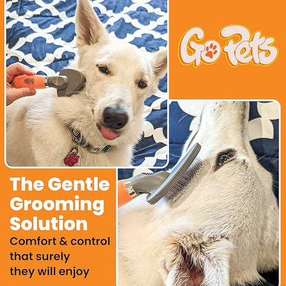 GoPets Small Pin Slicker Brush, Easy-Groom Pin Comb for Tangles &amp; Shedding, Rounded Safety Tips, Dematting Brush for Short &amp; Long Hair Cats, Dogs &amp; Furry Pets, Ideal for Sensitive, Hard-to-Reach Areas