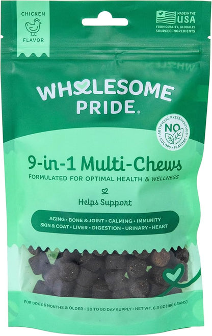 Wholesome Pride 9-in-1 Dog Multifunctional Soft Chews – Joint Pain Relief, Hip &amp; Joint Support, Immune, Skin, Gut, Heart, Brain Health – Glucosamine, MSM, Chondroitin – 90 Chews