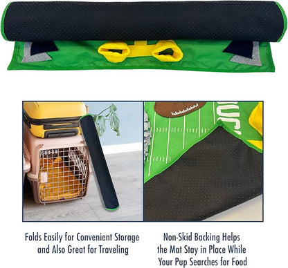 NFL Buffalo Bills Dog Snuffle Mat – Interactive Pet Slow Feeder, Football Field Design Food Puzzle Toy for Dogs &amp; Cats, Foraging Activity Mat for Smarter Feeding