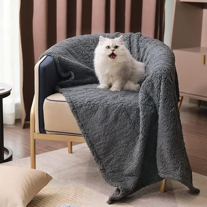 1 Pack 3 Calming Blankets Fluffy Premium Fleece Pet Blanket Soft Sherpa Throw for Dog Puppy Cat Grey Large (41" x31&