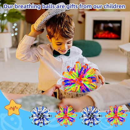 2Pcs Colorful Sphere Expandable Breathing Balls Fidget Toy-Great Anxiety Stress Reliever,Collapsible Expanding Magic Ball Toys for Kids &amp; Adults Mindfulness Meditation Practices , Yoga -ADHD