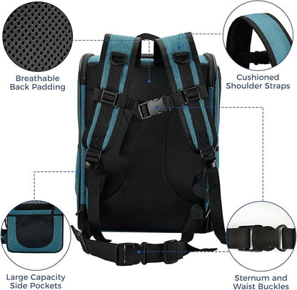 Apollo Walker Dog &amp; Cat Carrier Backpack for 4-15lb Pets - Ventilated Safe Design with Padded Back Support, Breathable Mesh Pet Backpack for Hiking, Travel, Outdoor (Teal)