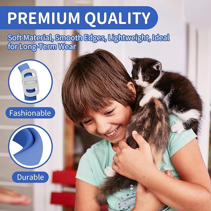 4 Pack Flea and Tick Collar for Cats, 32 Months Flea and Tick Treatment, Flea and Tick Prevention, Waterproof, Adjustable Flea and Tick Collar for Kittens, Blue &amp; Orange