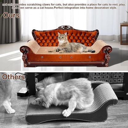 Sofa-Shaped Cat Scratching Couch &amp; Lounge Bed - Thick Cardboard Cat Scratcher Pad (27.6" L x 12.4" W x 11.8" H)
