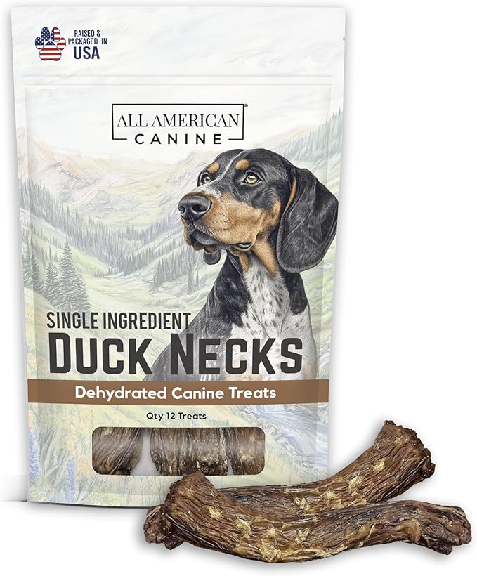12 Natural Duck Neck Dog Treats – Single Ingredient, Dehydrated &amp; Chewy – Low-Fat, High-Protein Training Reward – Made in USA