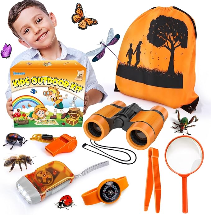 Kids Explorer Kit &amp; Bug Catcher Kit, Camping Gear for Kids, Outdoor Exploration Set with Backpack &amp; Binoculars, Ideal Outdoor Adventure Toys for Boys Girls 3-12