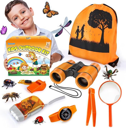 Kids Explorer Kit &amp; Bug Catcher Kit, Camping Gear for Kids, Outdoor Exploration Set with Backpack &amp; Binoculars, Ideal Outdoor Adventure Toys for Boys Girls 3-12