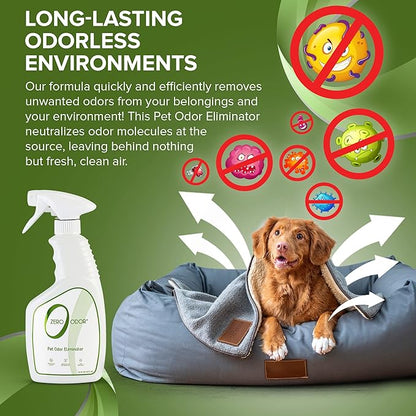 Zero Odor - Pet Odor Eliminator for Strong Odor, Eliminate Air &amp; Surface Odors – Patented Molecular Technology Best For Carpet, Furniture, Beds Smell Great Again (Over 400 Sprays Per Bottle)