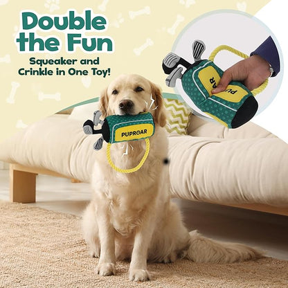 Golf Dog Toy – Birthday Dog Toy, Funny Plush Squeaky Puppy Gift with Rope &amp; Crinkle, Golf Bag Gift