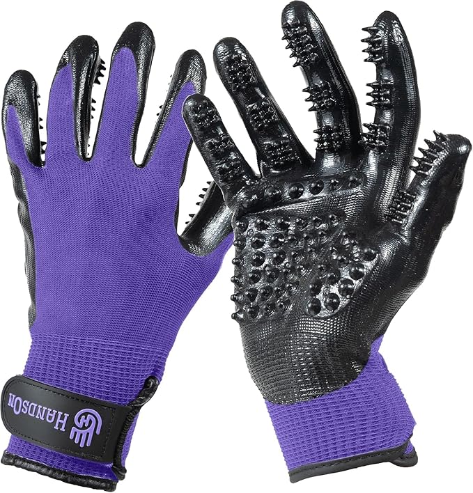 H HANDSON Pet Grooming Gloves - Patented 