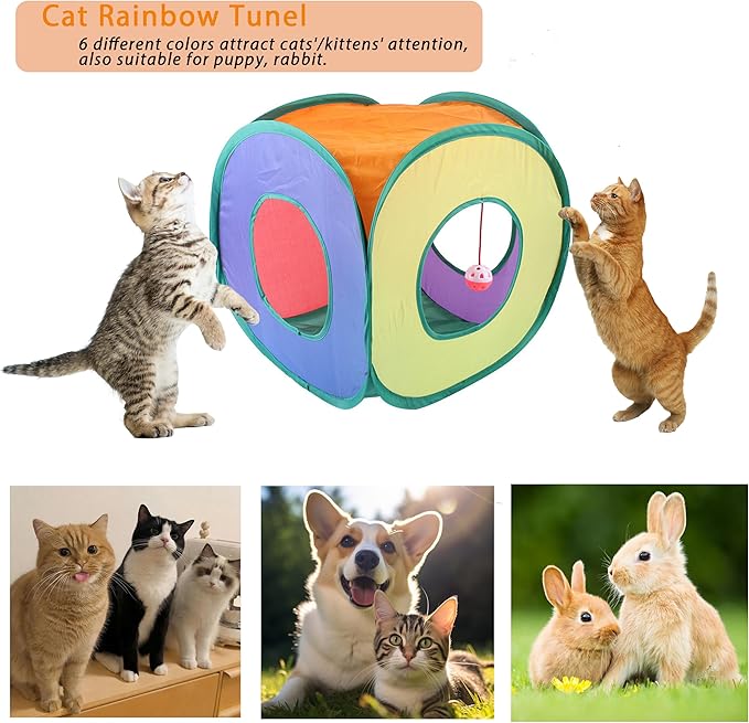 42pcs Interactive Cat Toys Kit - Multi-Activity Kitten Toy Set with Collapsible Tunnel, Feather Wand &amp; Bell, Cat Balls Toys - Indoor Play Enrichment Supplies for Adult Cats &amp; Kittens