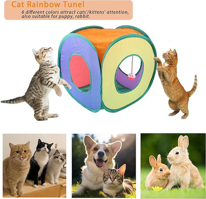 42pcs Interactive Cat Toys Kit - Multi-Activity Kitten Toy Set with Collapsible Tunnel, Feather Wand &amp; Bell, Cat Balls Toys - Indoor Play Enrichment Supplies for Adult Cats &amp; Kittens