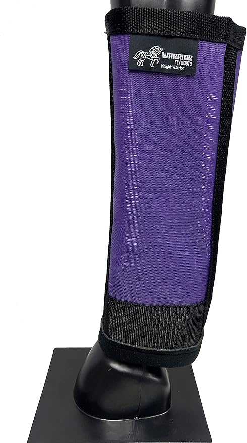 Warrior Fly Boots for Horses - Breathable Mesh Horse Boots for Fly Protection &amp; Leg Comfort - Set of 4 (Knight Warrior, Purple)