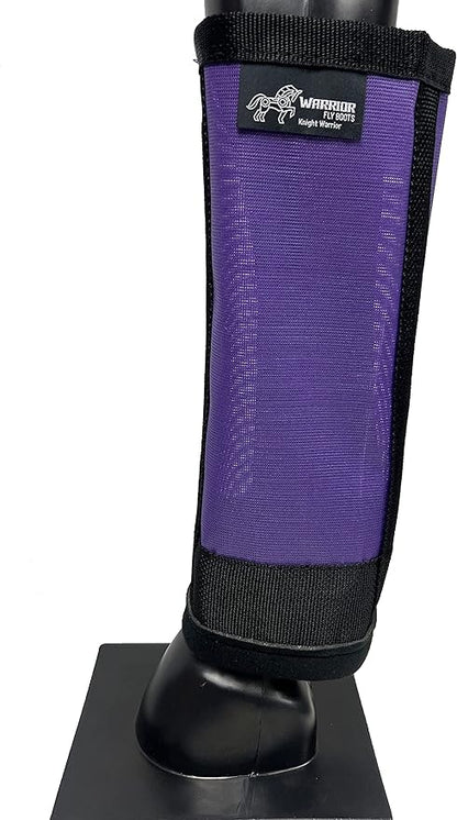 Warrior Fly Boots for Horses - Breathable Mesh Horse Boots for Fly Protection &amp; Leg Comfort - Set of 4 (Knight Warrior, Purple)